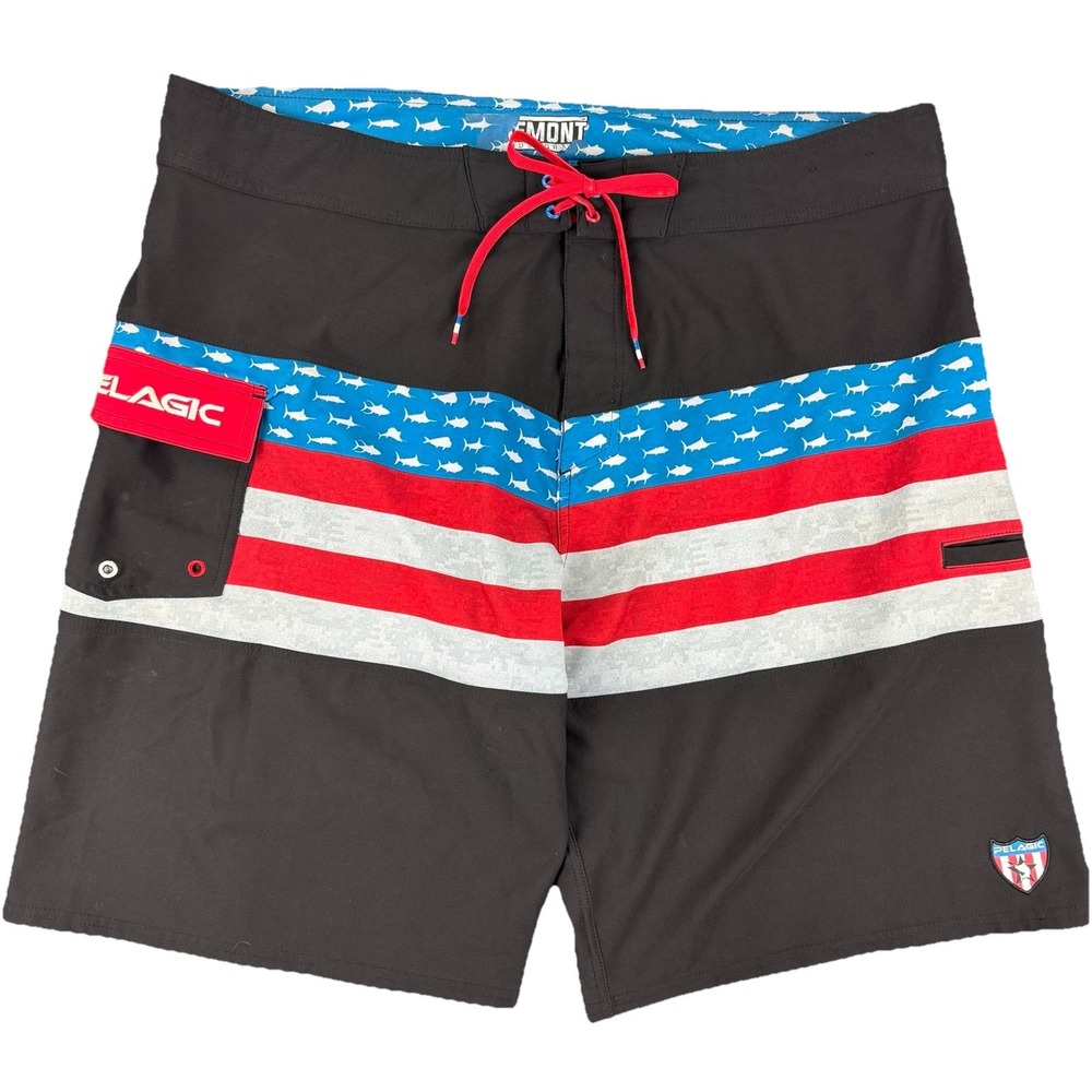 PELAGIC Mens Surf 11" Board Shorts Swim‎ Trunks Patriotic - Size 40